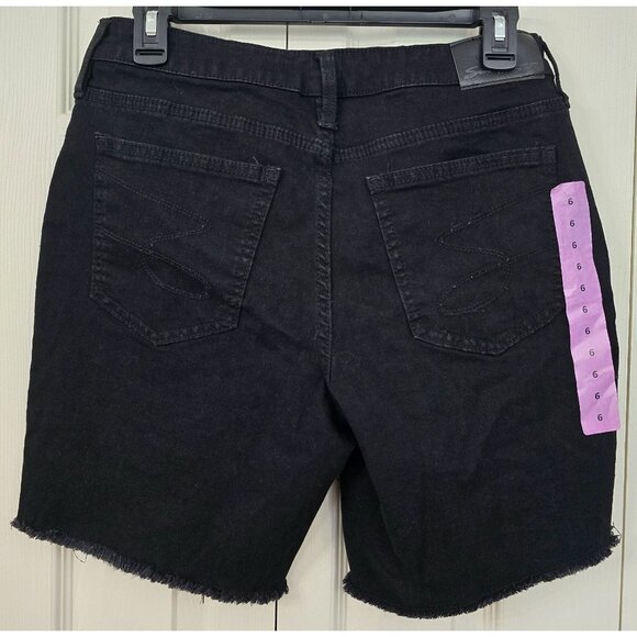 Seven7 Women's Relaxed Bermuda Black Denim Shorts Size 6 NEW Frayed Hem 5 Pocket - Picture 2 of 6